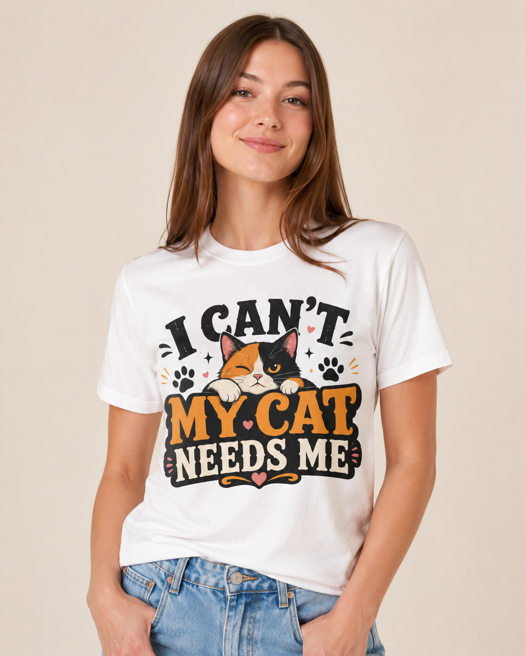 I Can't My Cat Needs Me T-Shirt Comfort Colors 1717