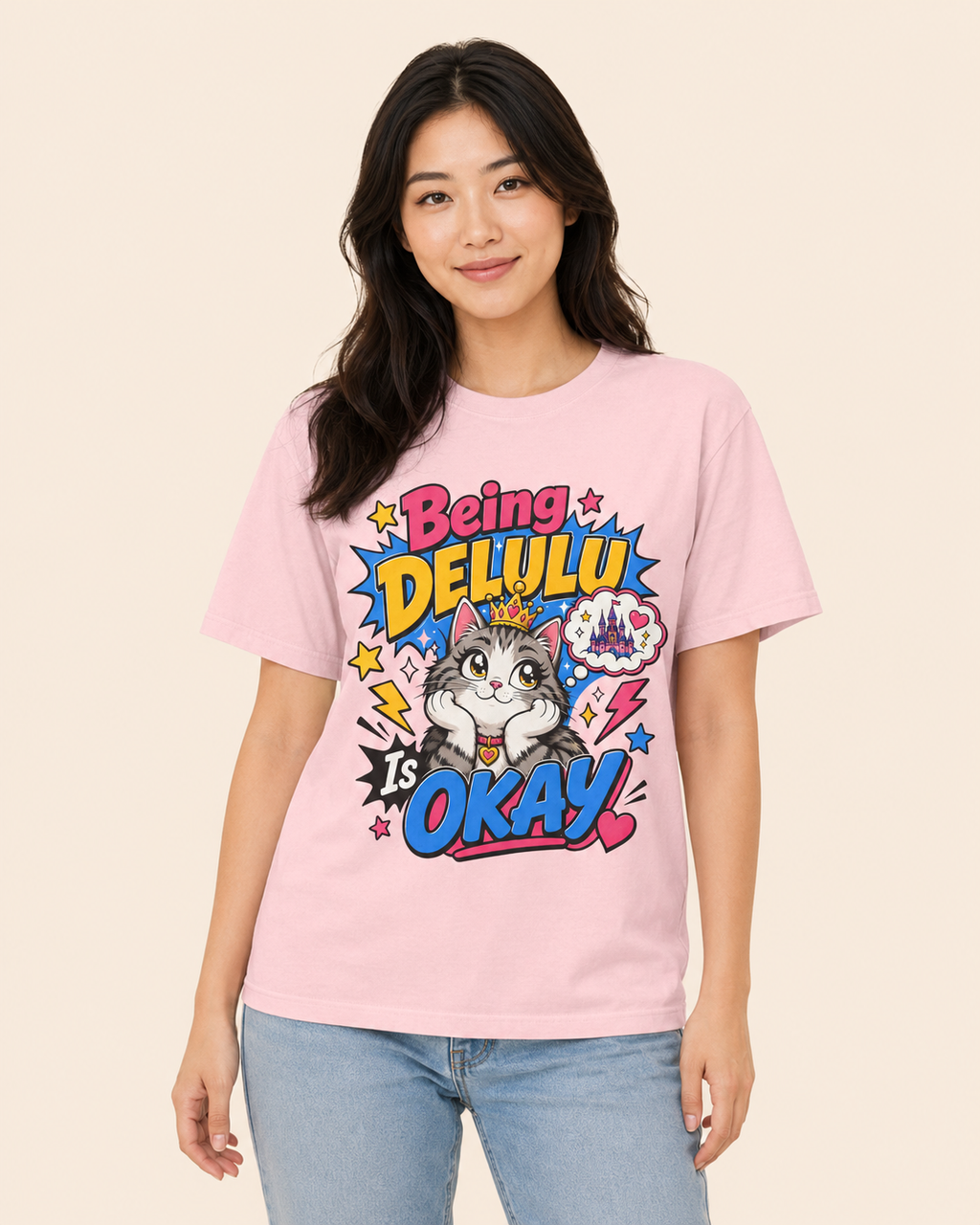 Being Delulu Is Okay Cat T-Shirt