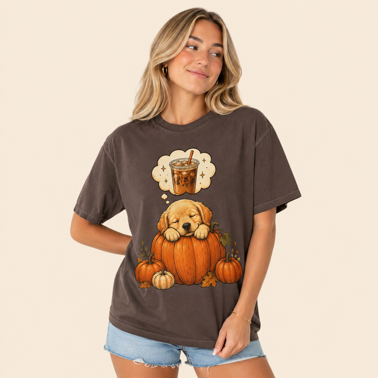 Sleepy Puppy Dreaming of Iced Coffee T-Shirt