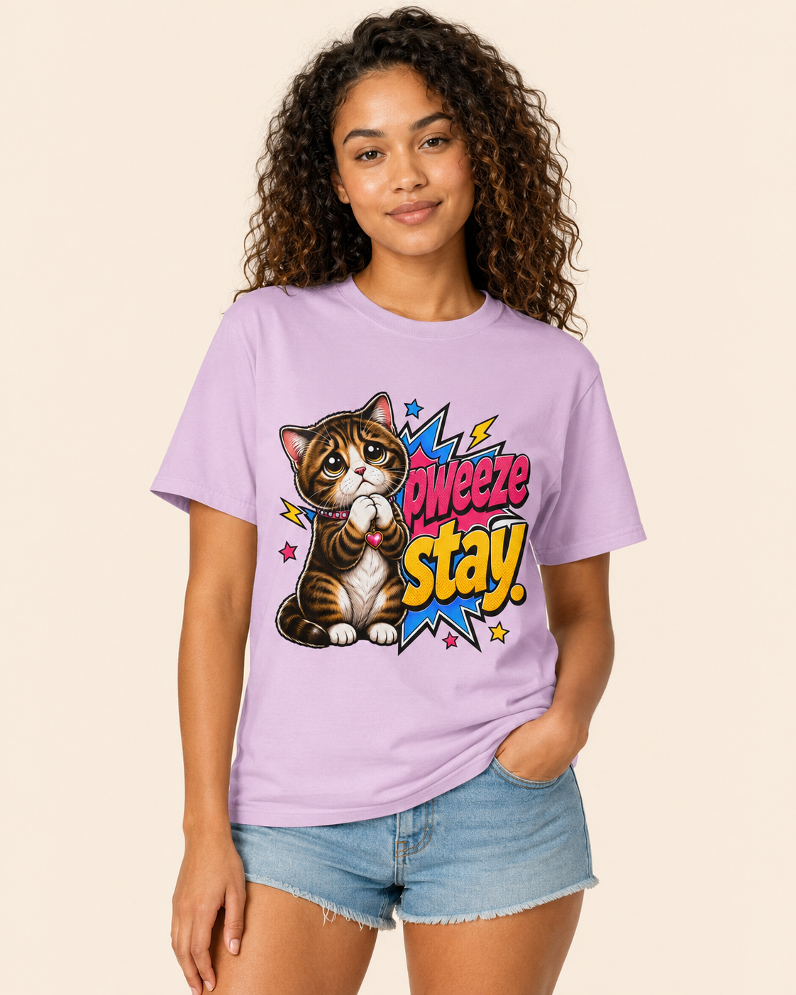 Pweeze Stay Cat Graphic T-Shirt