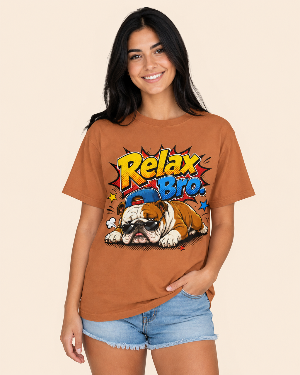 Relax Bro. English Bulldog Graphic T-Shirt